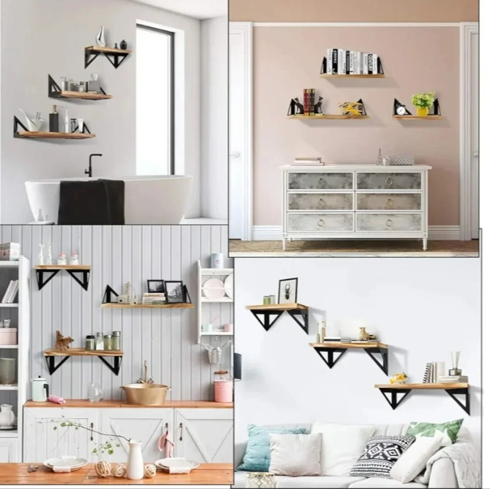 Decorative Wooden Shelves Set With Brackets